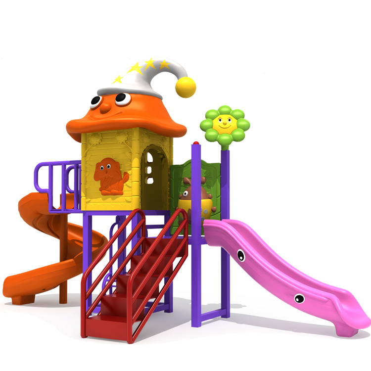 OL-XC061kid's playhouse double slide outdoor